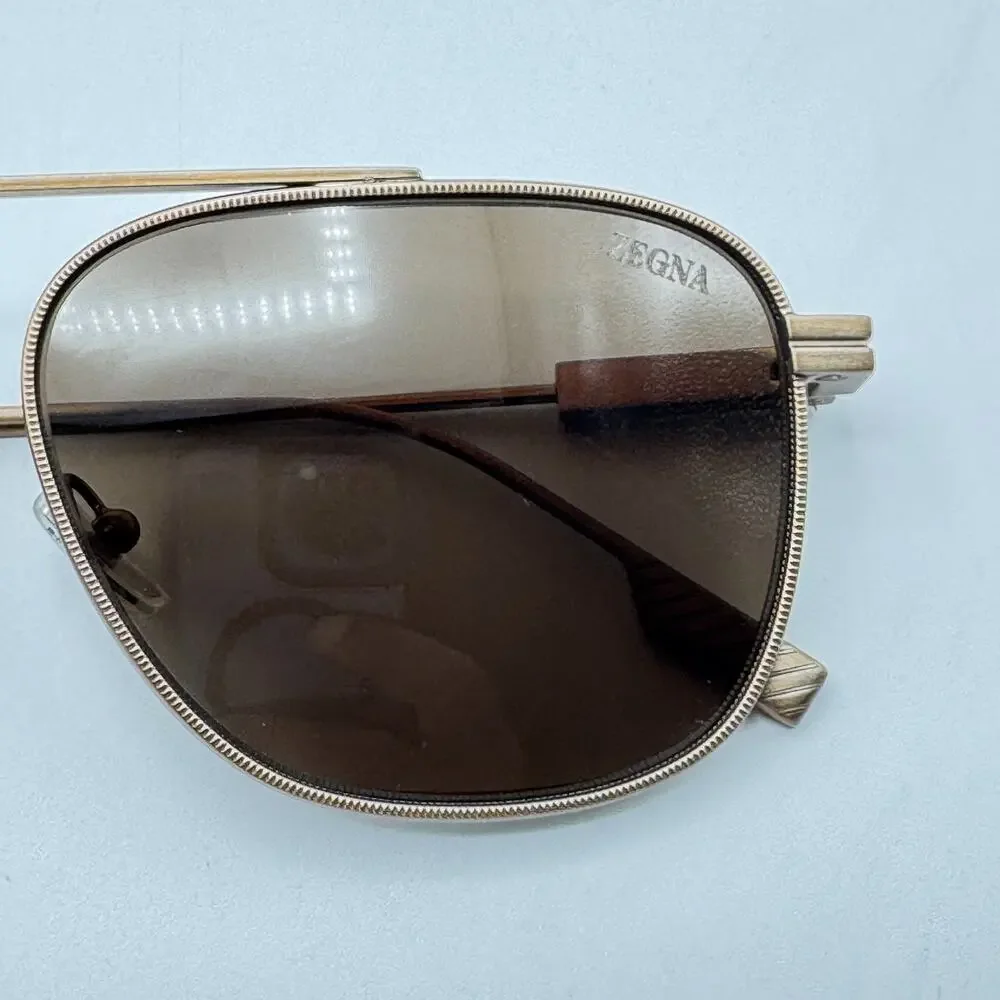 Ermenegildo Zegna Sunglasses EZ0291 35E Matte Light Brown Frame Brown Lens 57mm